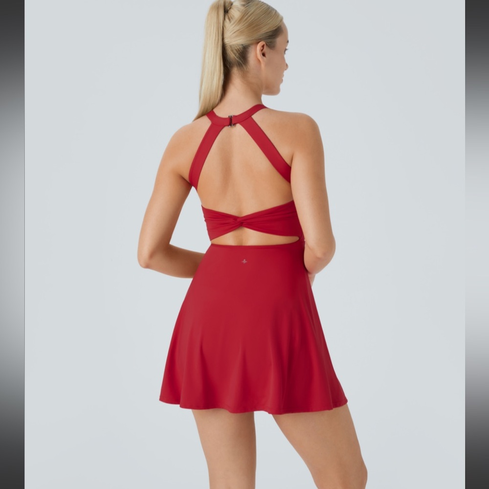 Halara Backless Twisted Active Dress Built-in Bra Mini Length NWOT Size XL